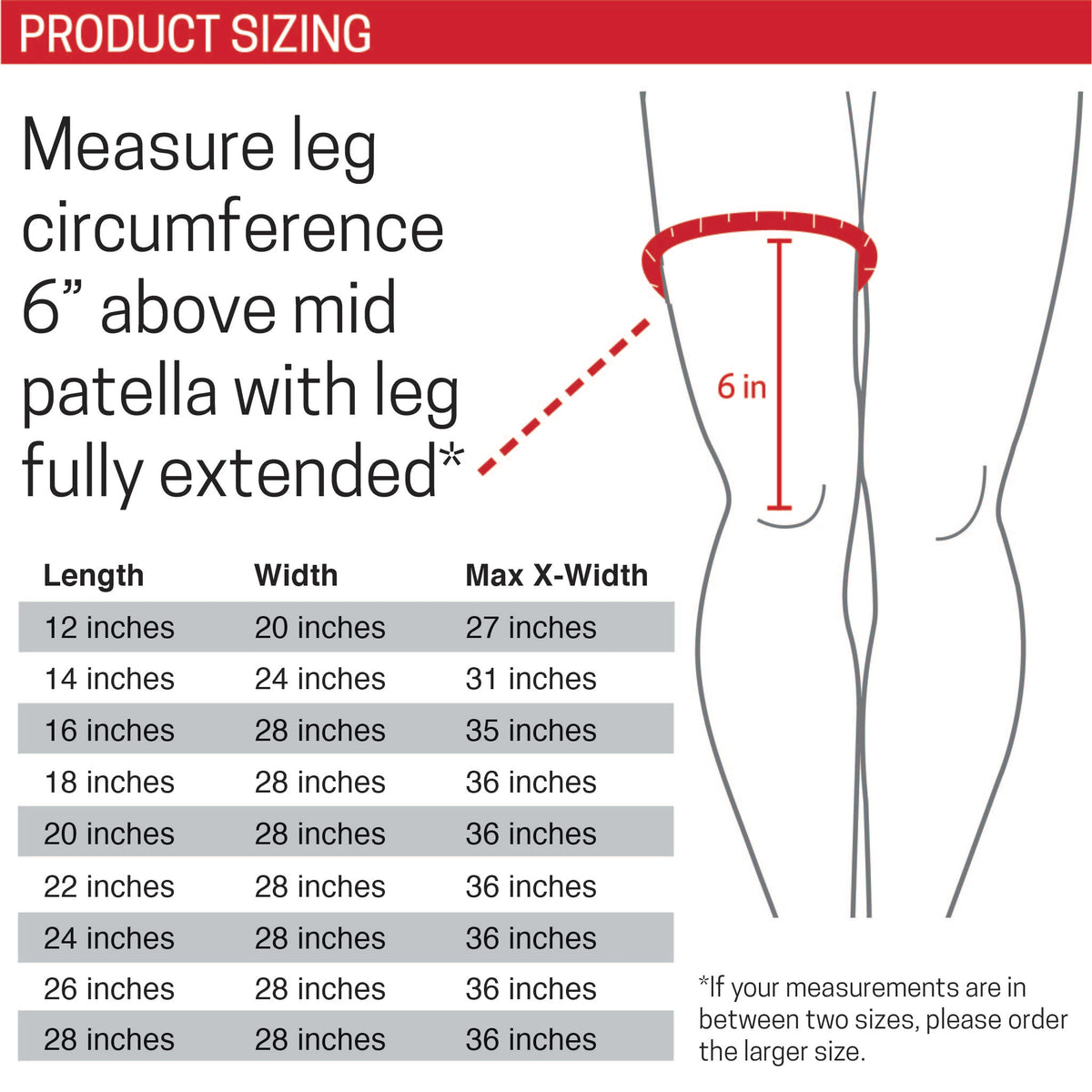 Compression Knee Immobilizer – Adjustable Stabilizing Brace with Stays size guide