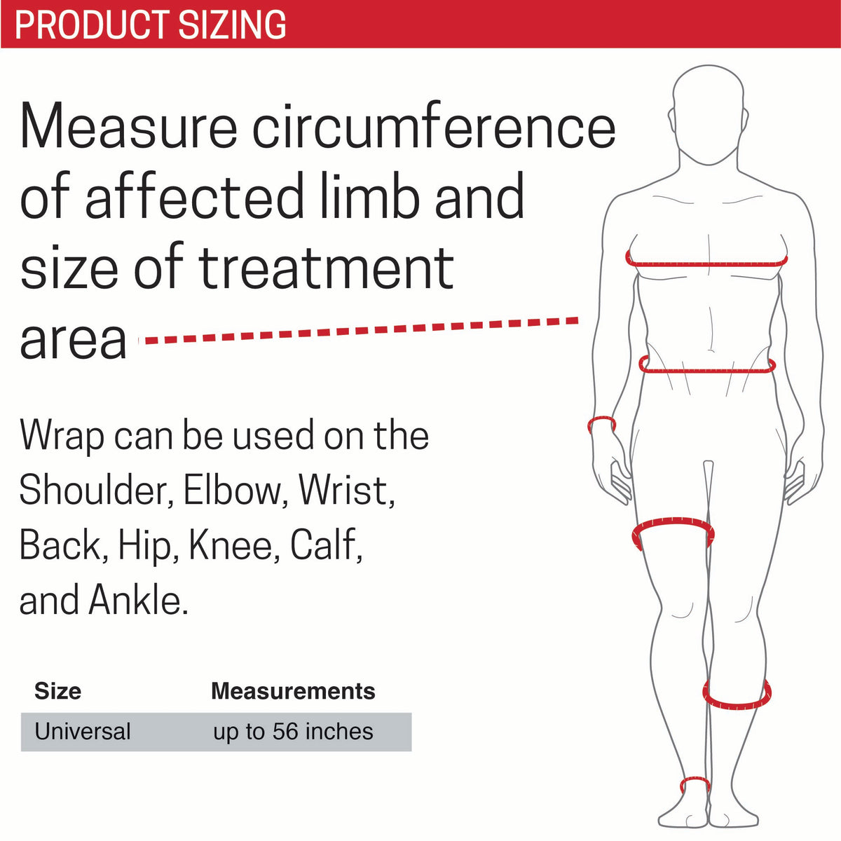 Universal Compression Therapy System – Hot/Cold Multi-Use Wrap size guide