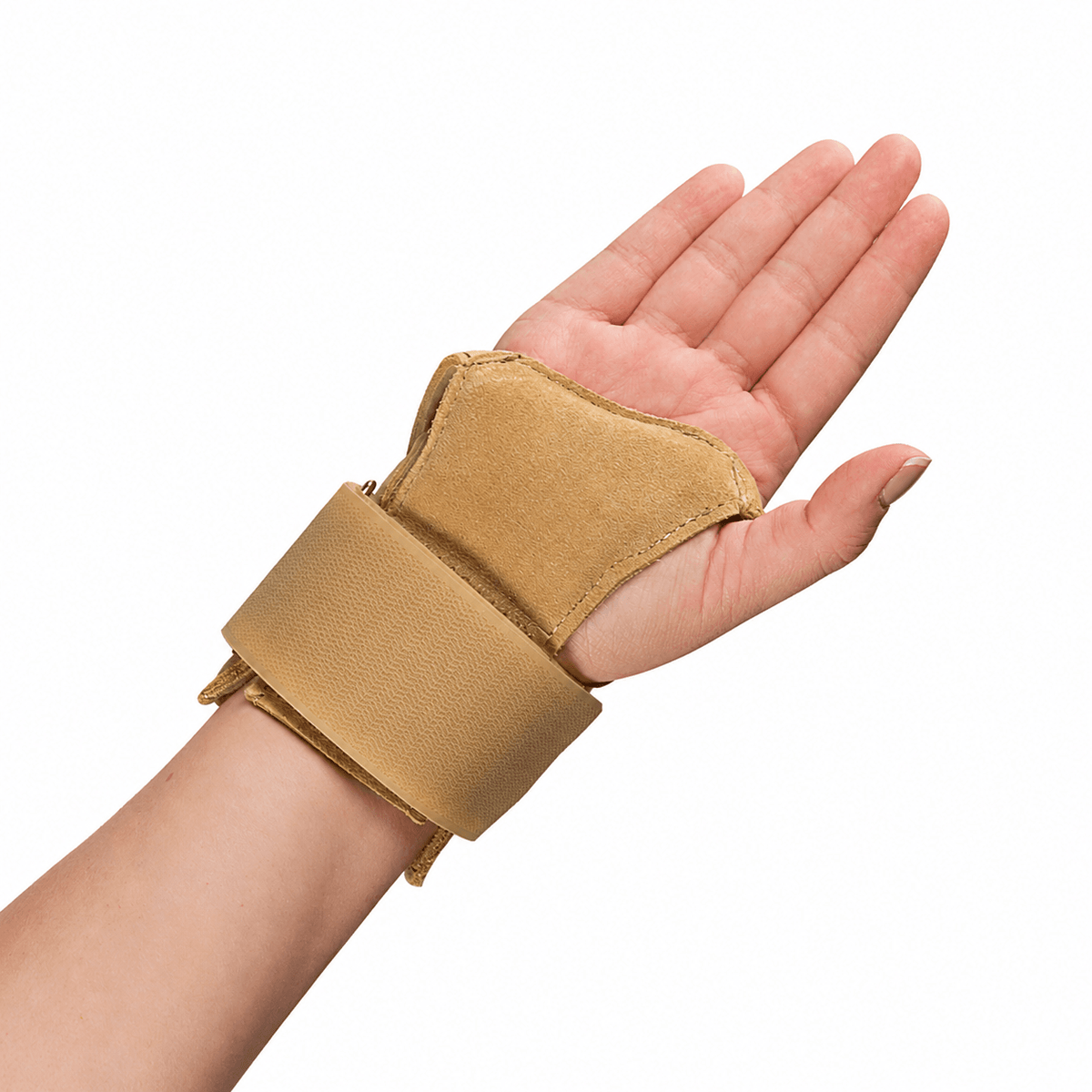 Palm view of EzyPro Hero gymnast wrist brace showing comfortable fit and thumb support for gymnastics and cheerleading