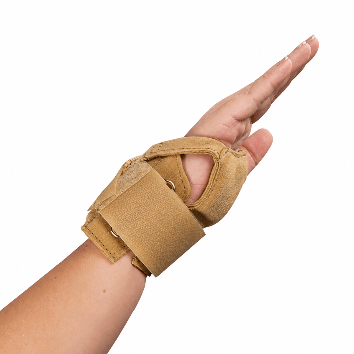 EzyPro Hero gymnast wrist brace side view showing adjustable thumb loop and wrist support for gymnastics and cheerleading