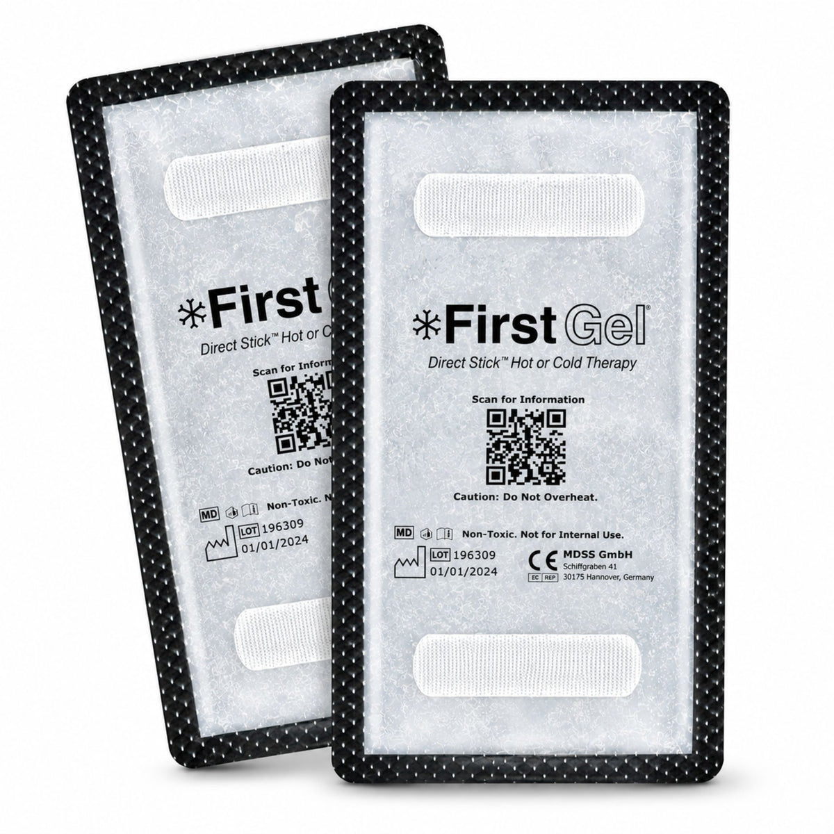First Gel® Direct Stick™ reusable hot & cold therapy gel packs 6 x 10 inch 2-pack flexible ice pack and heat pack for pain relief, swelling, and muscle recovery