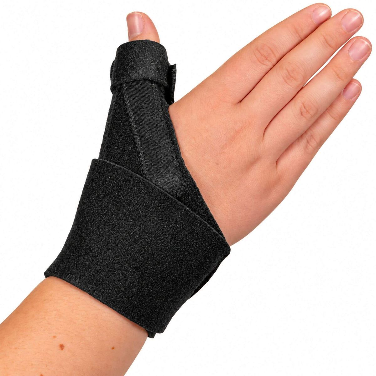 Wahoo CMC thumb brace showing adjustable thumb stabilization and wraparound wrist support