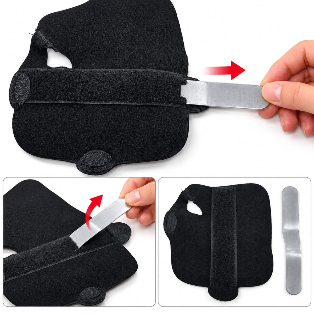 Jonah wrist brace with removable malleable aluminum palmar stay for custom support