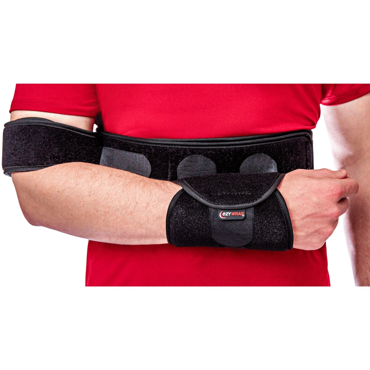 Torso shoulder immobilizer brace with adjustable bicep cuff and torso band