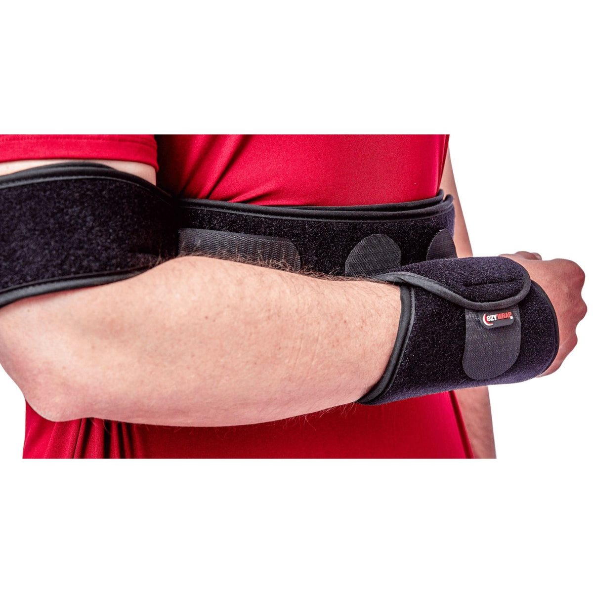 Shoulder immobilizer brace supporting arm with bicep cuff and wrist strap - 283025, 284811, 284815, 284813